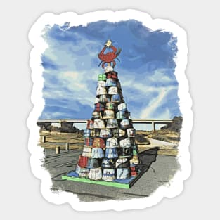 Crab Basket Christmas Tree in Watercolor Sticker